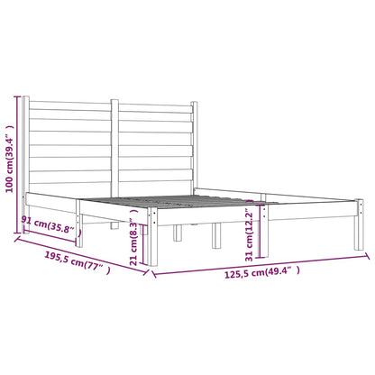 Bed Frame without Mattress White Solid Wood Pine Small Double