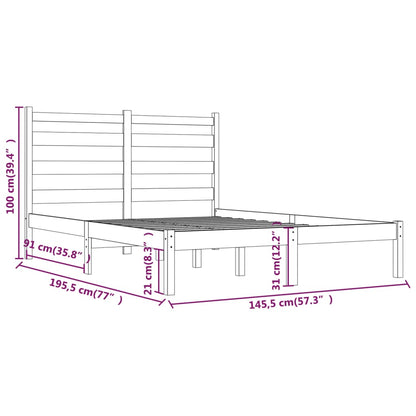 3103632 vidaXL Bed Frame without Mattress Black Solid Wood 140x190 cm (810001+818424)