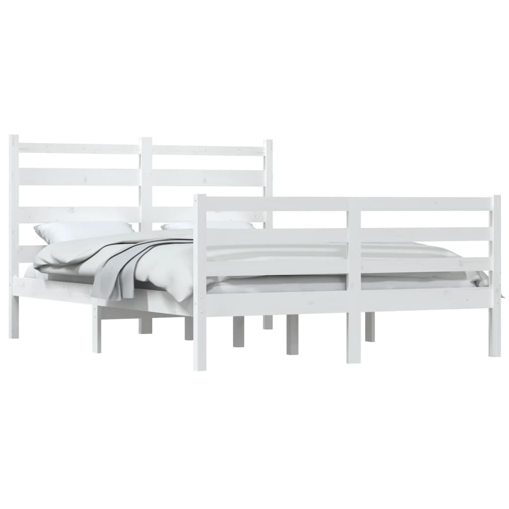 Bed Frame Solid Wood Pine 140x200 cm White
