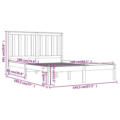 3103827 vidaXL Bed Frame without Mattress Black Solid Wood 140x190 cm (810001+818524)