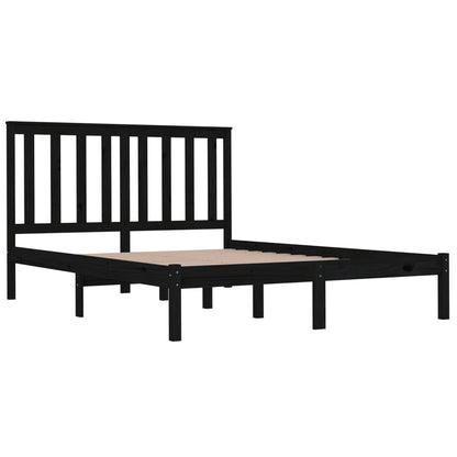 3103847 vidaXL Bed Frame without Mattress Black Solid Wood 140x200 cm (810021+818524)