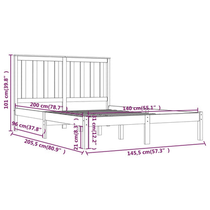 3103847 vidaXL Bed Frame without Mattress Black Solid Wood 140x200 cm (810021+818524)