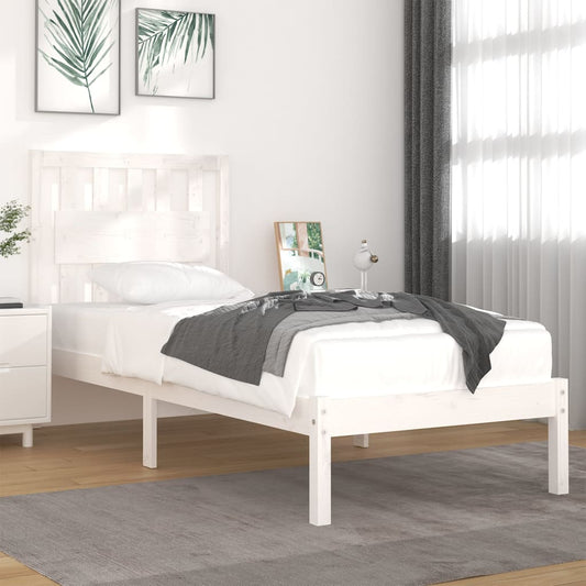 Bed Frame White Solid Wood Pine 90x200 cm