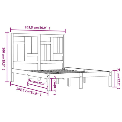Bed Frame without Mattress Black 200x200 cm Solid Wood Pine