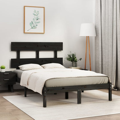 Bed Frame without Mattress Black 140x190 cm Solid Wood