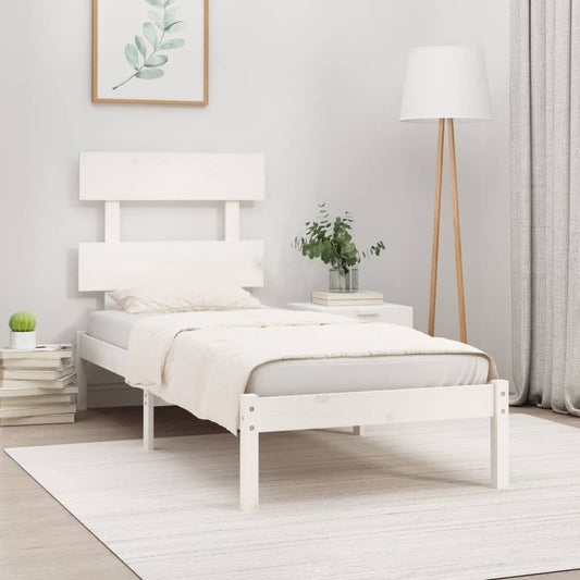 Bed Frame without Mattress White 90x200 cm Solid Wood