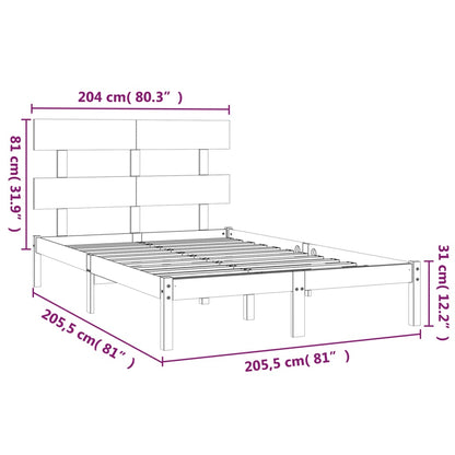 Bed Frame without Mattress Black 200x200 cm Solid Wood