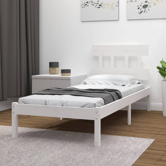Bed Frame White Solid Wood 100x200 cm