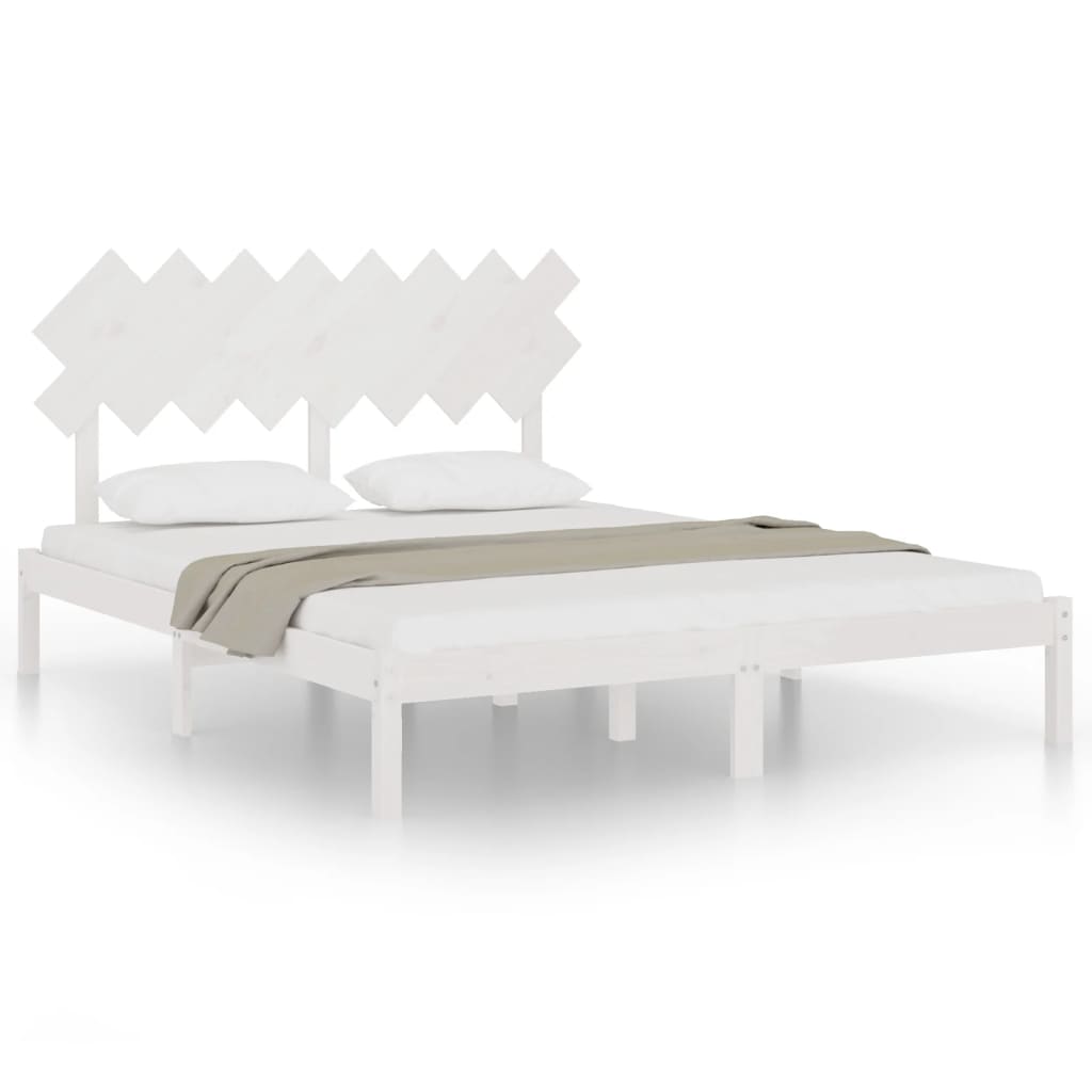 Bed Frame without Mattress White 160x200 cm Solid Wood