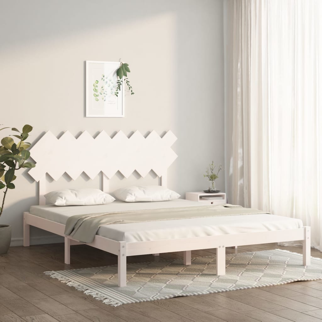 Bed Frame without Mattress White 160x200 cm Solid Wood