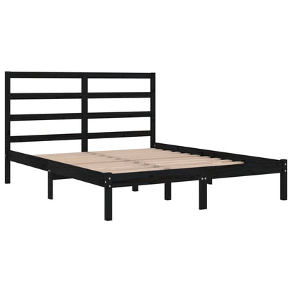 Bed Frame without Mattress Black 140x200 cm Solid Wood Pine