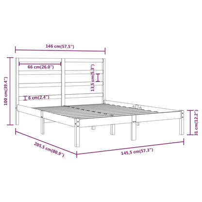 Bed Frame without Mattress Black 140x200 cm Solid Wood Pine