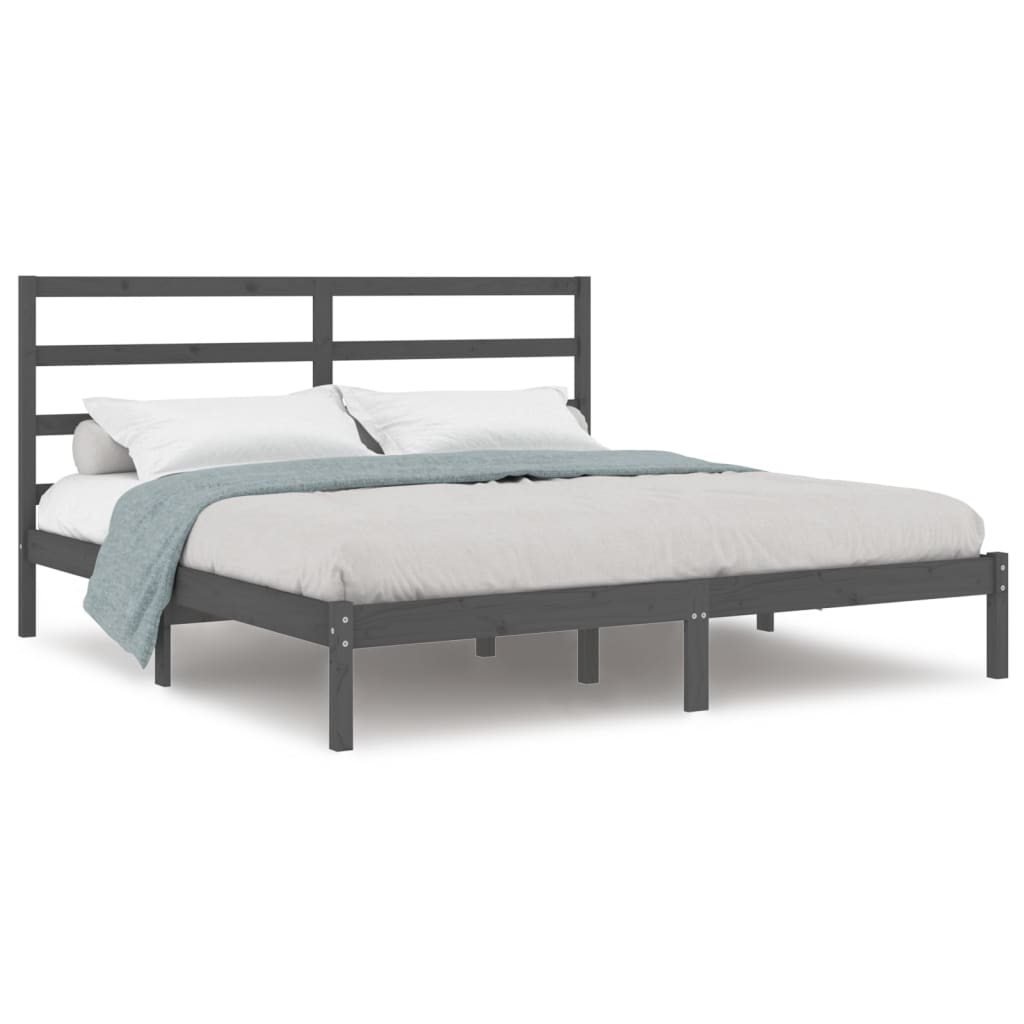 Bed Frame without Mattress Grey 200x200 cm Solid Wood Pine