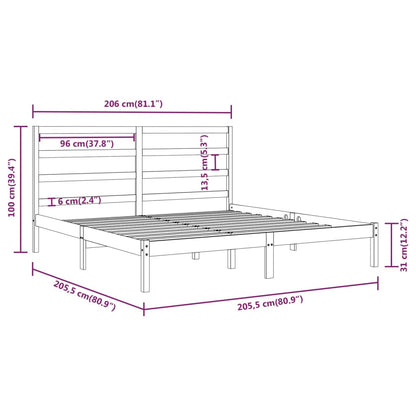 Bed Frame without Mattress Grey 200x200 cm Solid Wood Pine