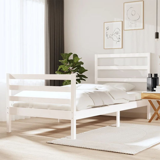 Bed Frame White Solid Wood Pine 75x190 cm Small Single