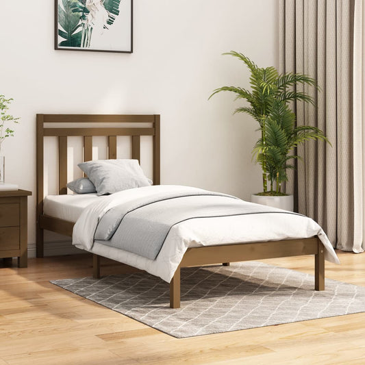 Bed Frame without Mattress Honey Brown 100x200 cm Solid Wood