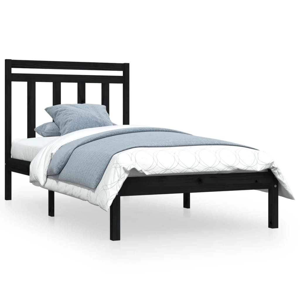 Bed Frame without Mattress Black 100x200 cm Solid Wood