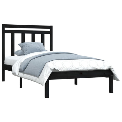 Bed Frame without Mattress Black 100x200 cm Solid Wood