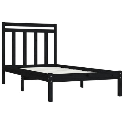 Bed Frame without Mattress Black 100x200 cm Solid Wood