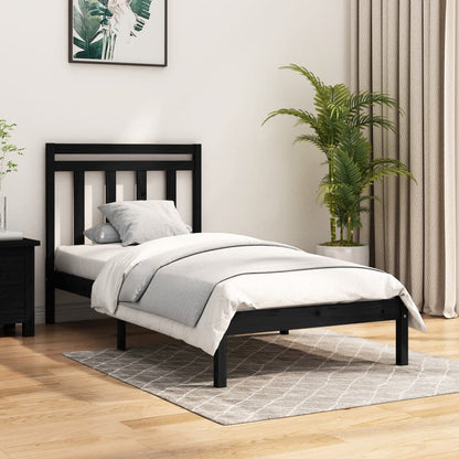 Bed Frame without Mattress Black 100x200 cm Solid Wood