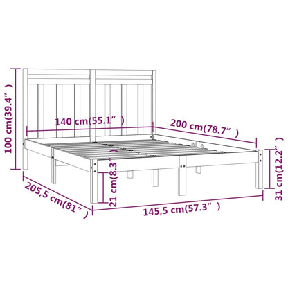 Bed Frame without Mattress 140x200 cm Solid Wood