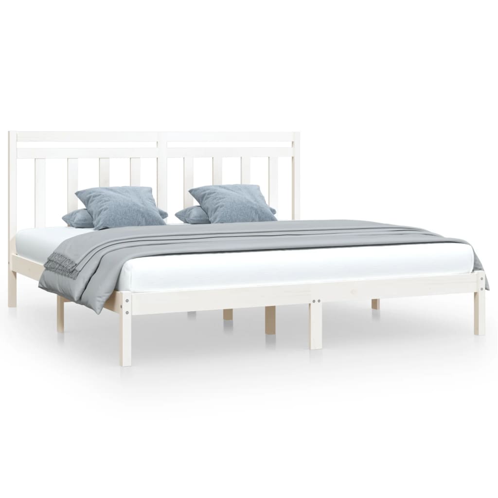 Bed Frame without Mattress White 200x200 cm Solid Wood