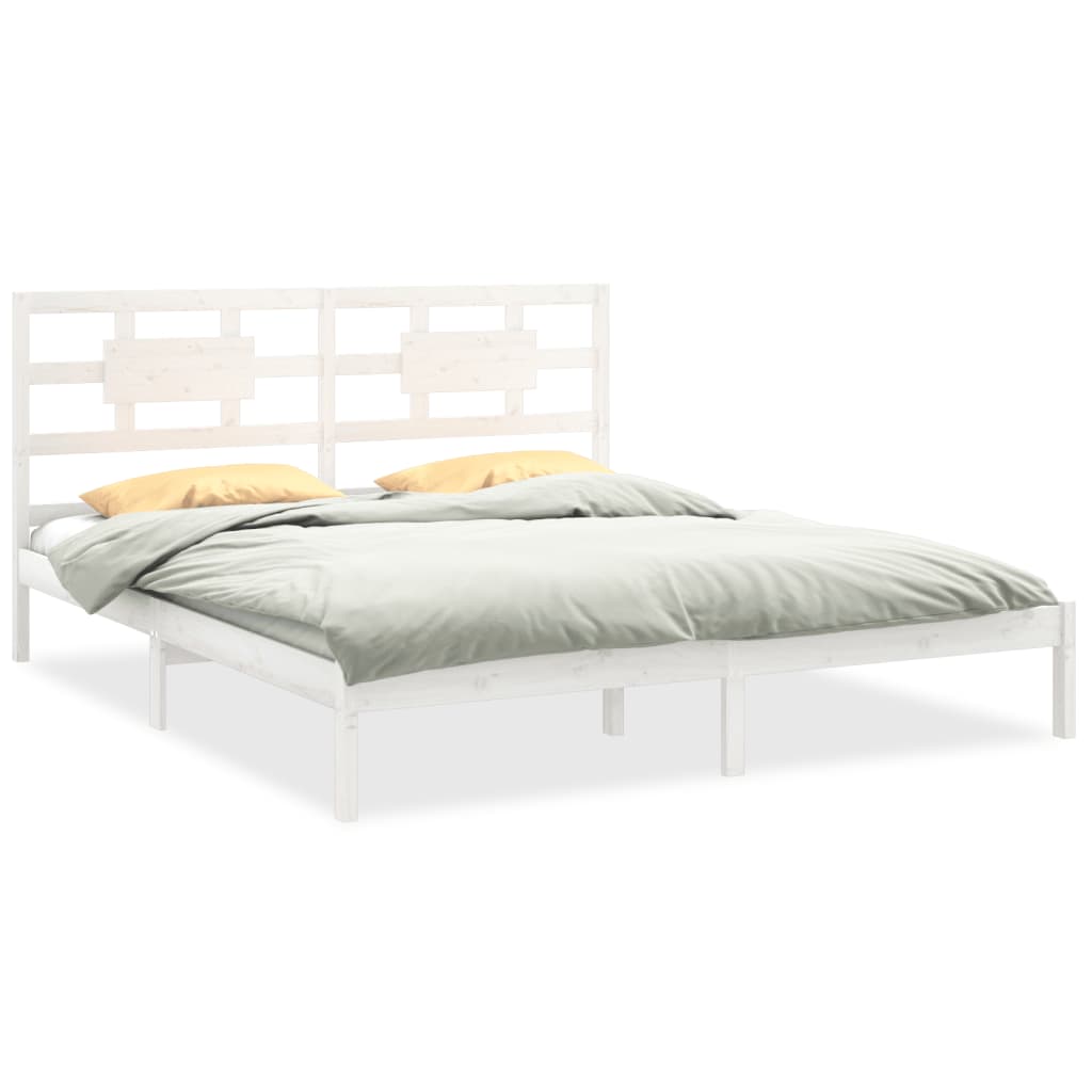 Bed Frame without Mattress White 200x200 cm Solid Wood