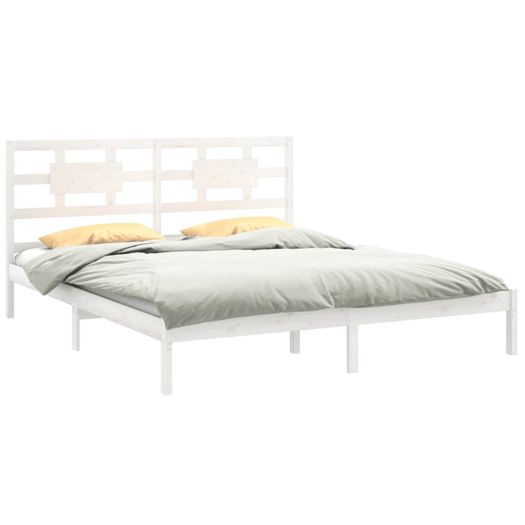 Bed Frame without Mattress White 200x200 cm Solid Wood