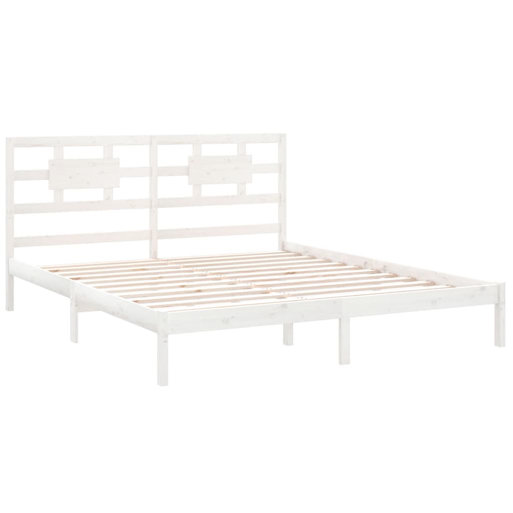 Bed Frame without Mattress White 200x200 cm Solid Wood