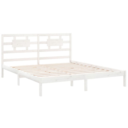 Bed Frame without Mattress White 200x200 cm Solid Wood