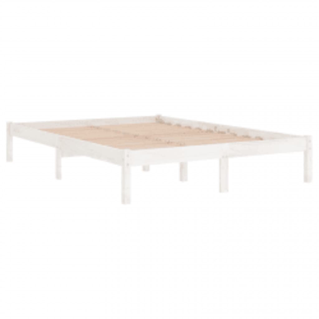 Bed Frame without Mattress White 200x200 cm Solid Wood