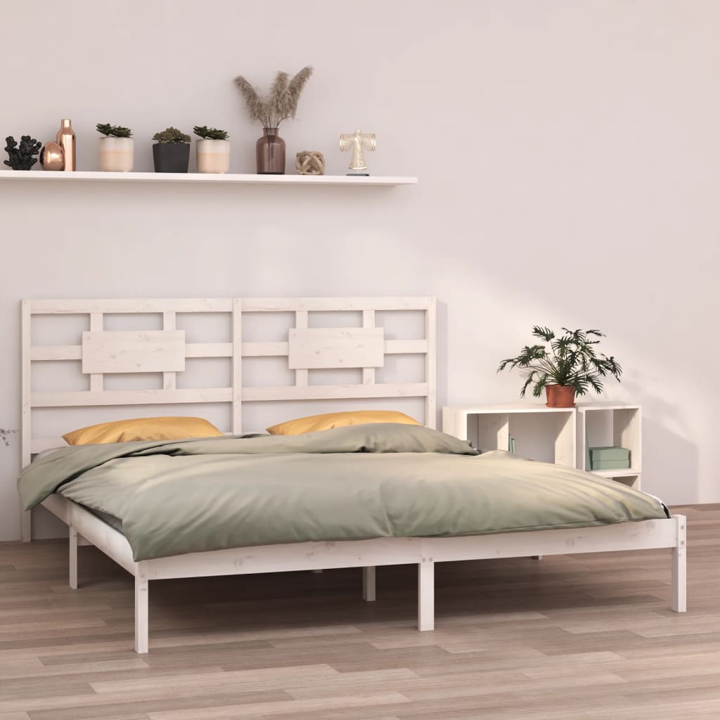 Bed Frame without Mattress White 200x200 cm Solid Wood