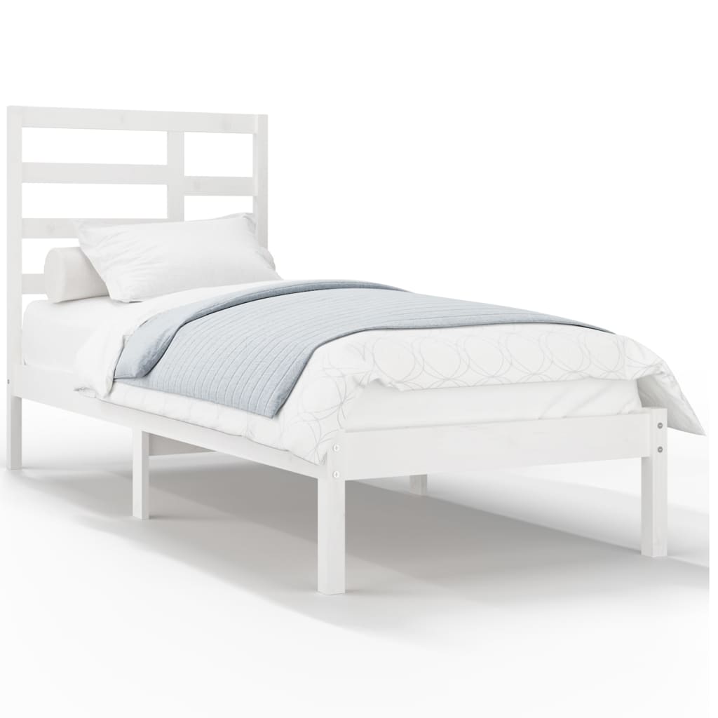 Bed Frame without Mattress White Solid Wood 100x200 cm