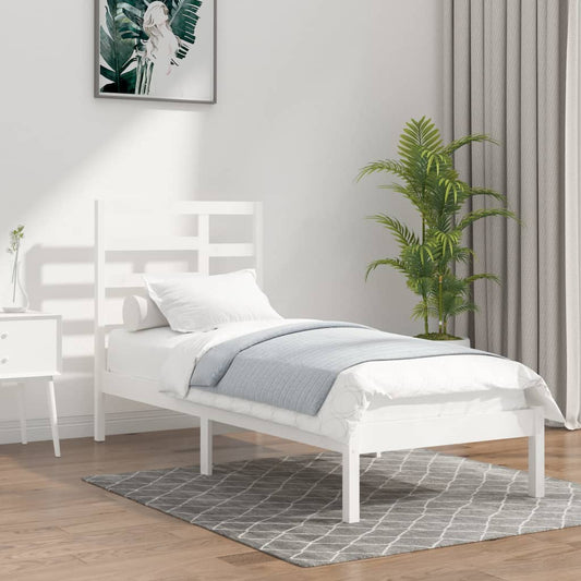 Bed Frame without Mattress White Solid Wood 100x200 cm