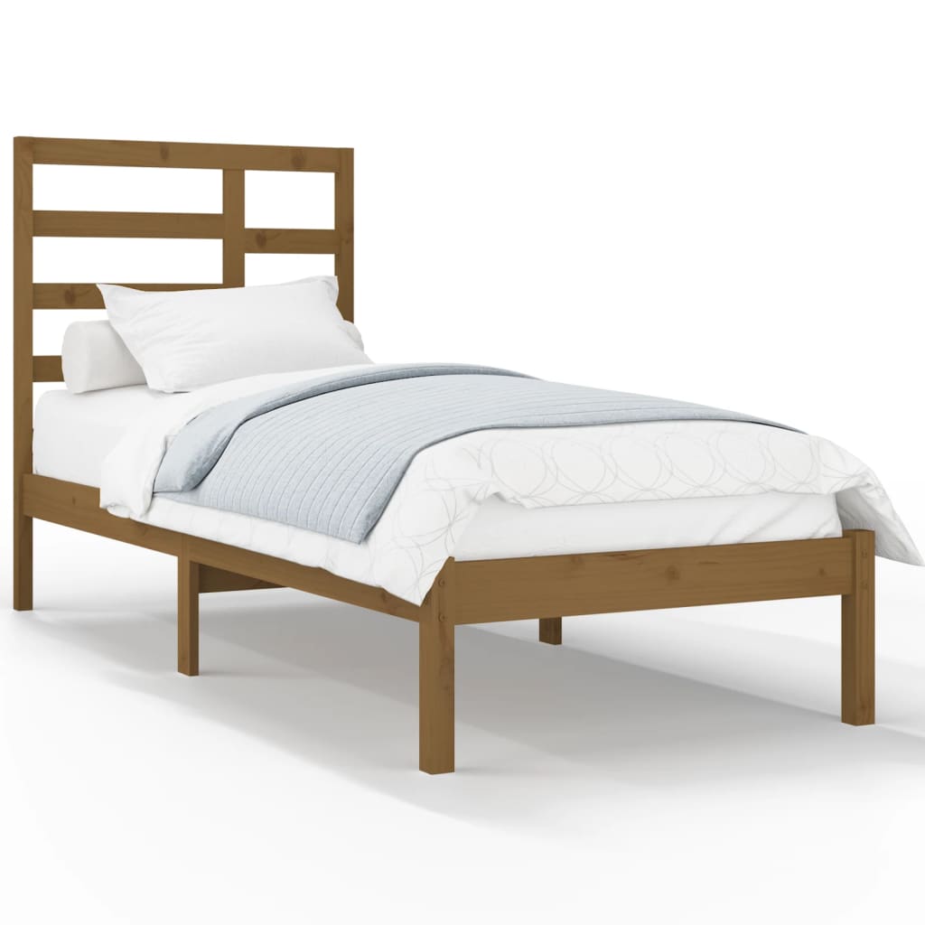Bed Frame without Mattress Honey Brown Solid Wood 100x200 cm