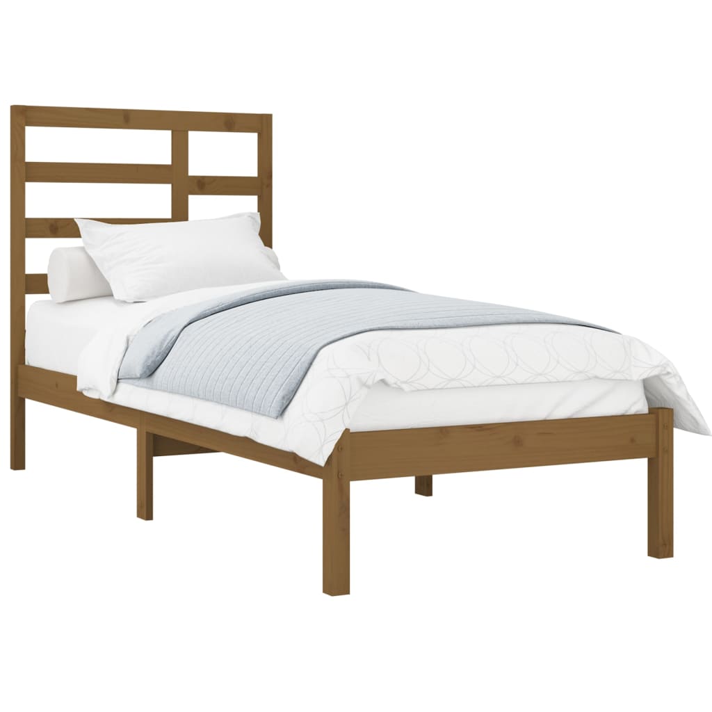 Bed Frame without Mattress Honey Brown Solid Wood 100x200 cm