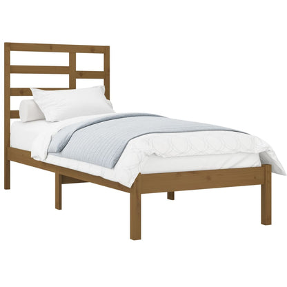 Bed Frame without Mattress Honey Brown Solid Wood 100x200 cm