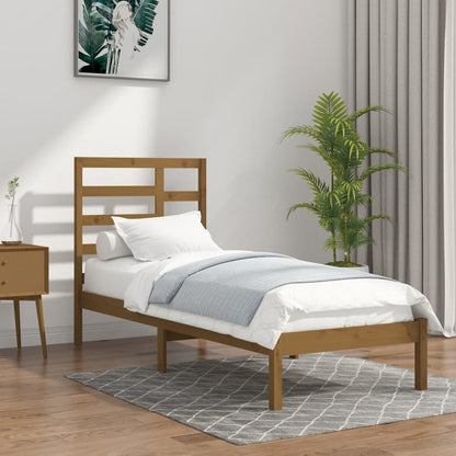 Bed Frame without Mattress Honey Brown Solid Wood 100x200 cm