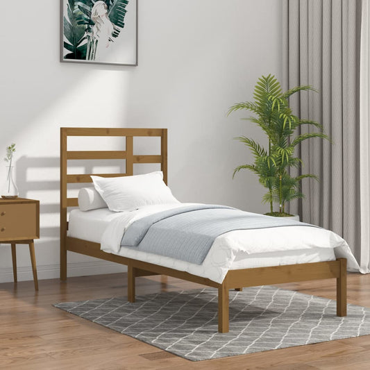 Bed Frame without Mattress Honey Brown Solid Wood 100x200 cm