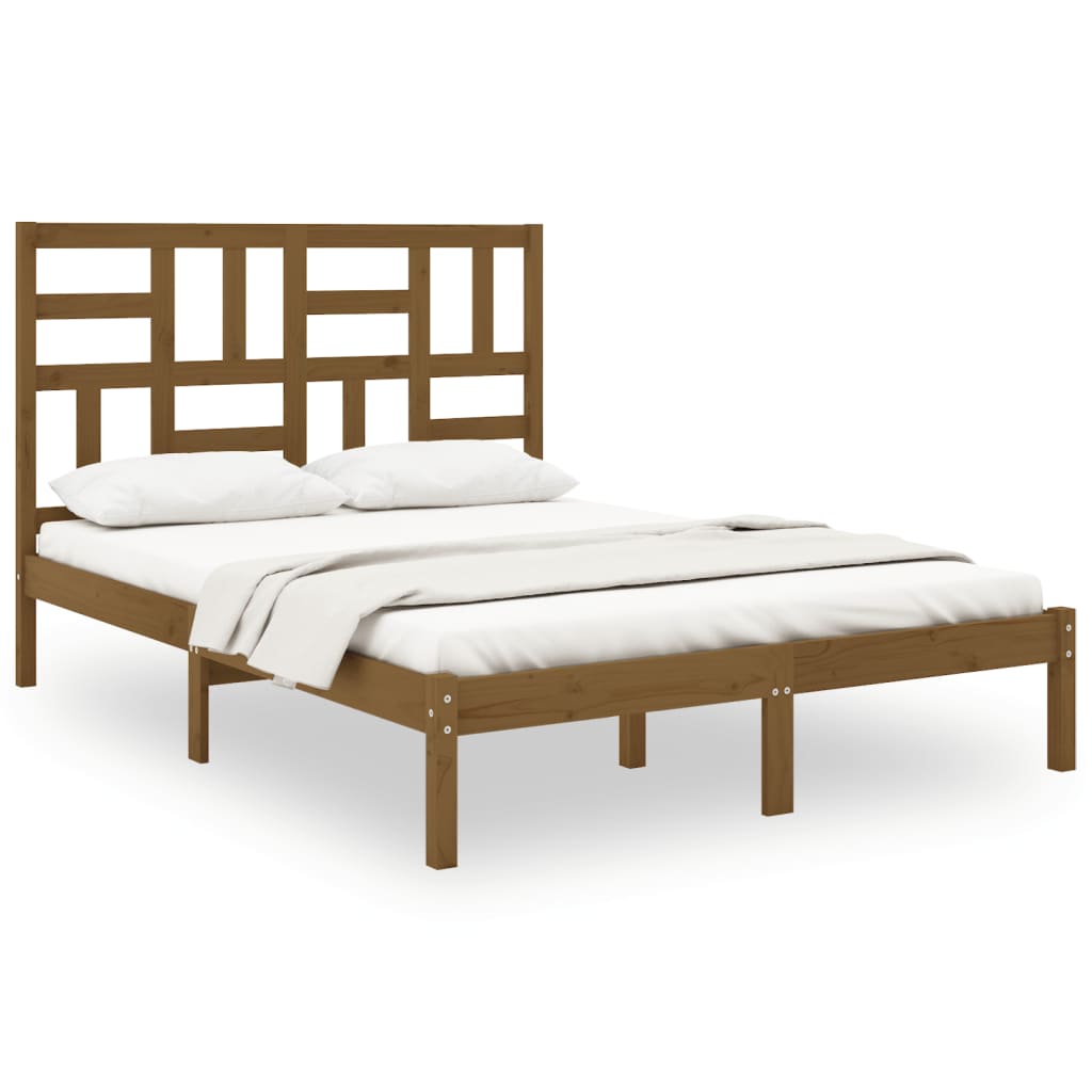 Bed Frame without Mattress Honey Brown Solid Wood 120x200 cm