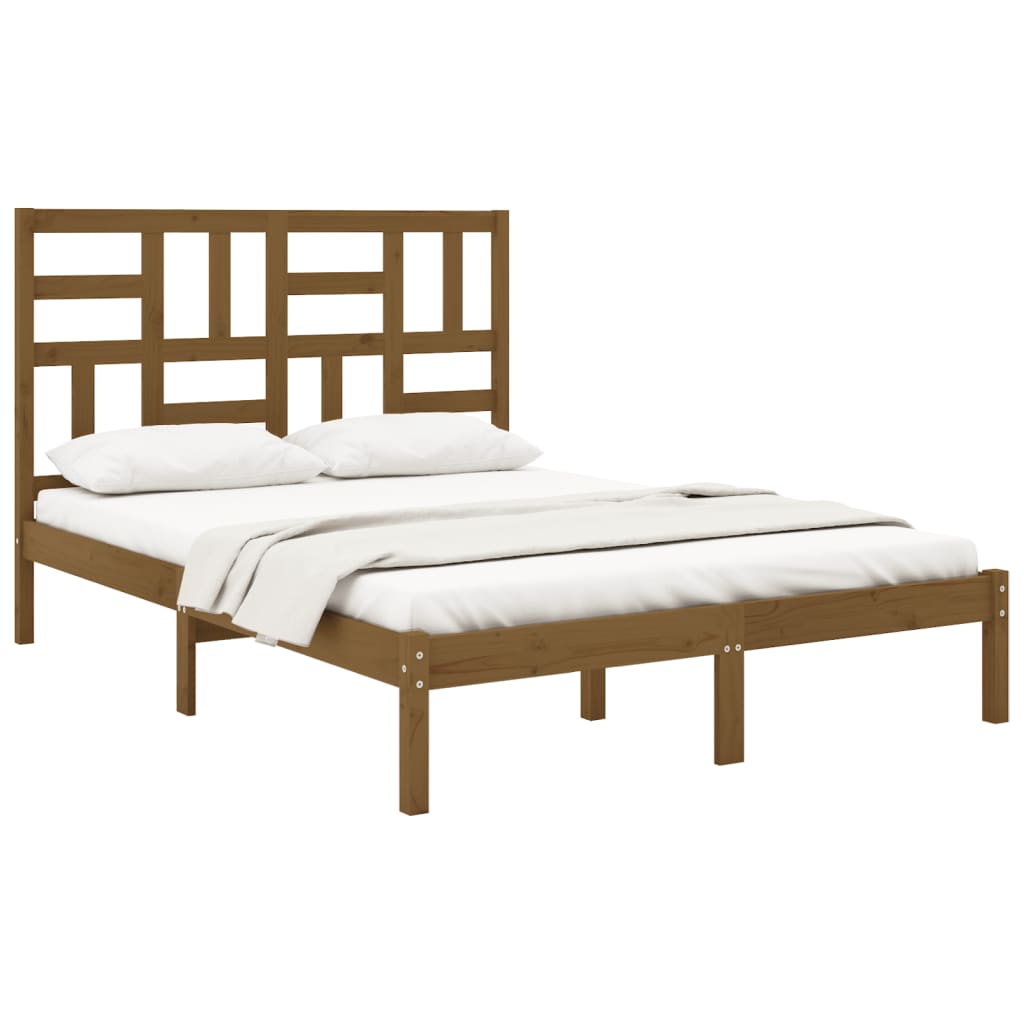 Bed Frame without Mattress Honey Brown Solid Wood 120x200 cm