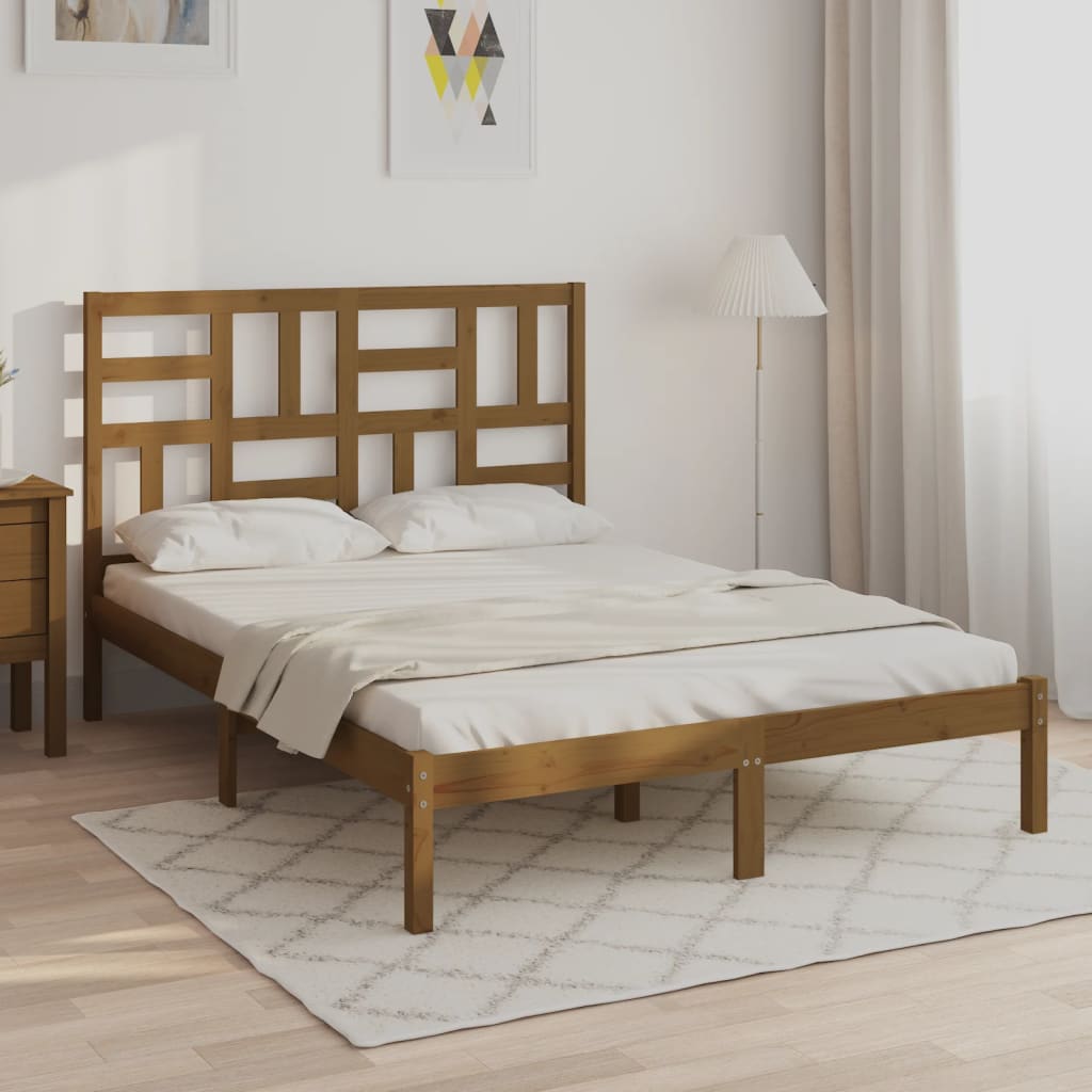 Bed Frame without Mattress Honey Brown Solid Wood 120x200 cm