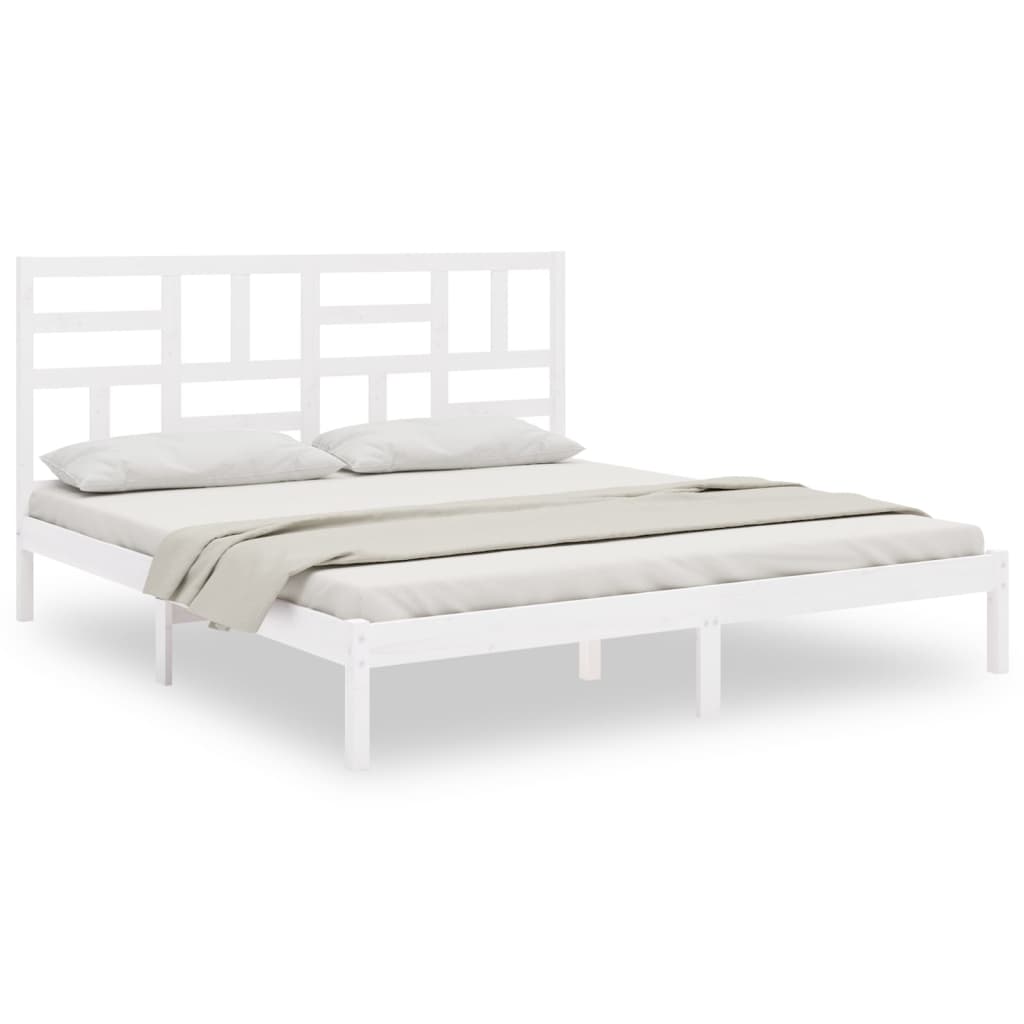 Bed Frame without Mattress White Solid Wood 200x200 cm