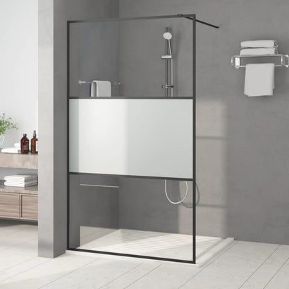 Walk-in Shower Wall Black 115x195 cm Half Frosted ESG Glass