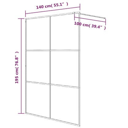 Walk-in Shower Wall Black 140x195 cm Half Frosted ESG Glass