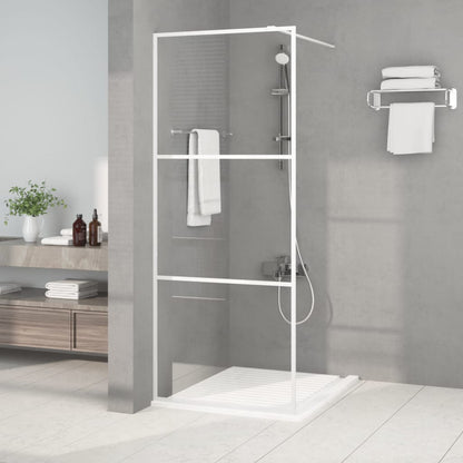 Walk-in Shower Wall White 80x195 cm Clear ESG Glass