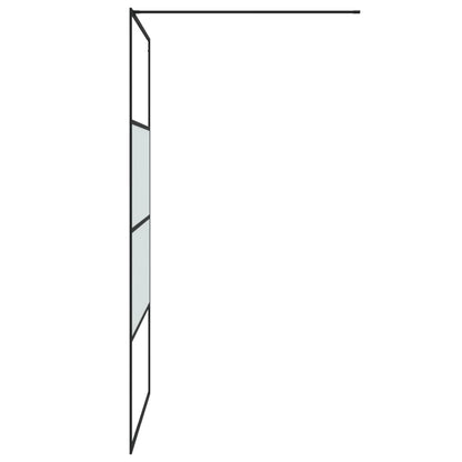 Walk-in Shower Wall Black 115x195 cm Half Frosted ESG Glass