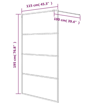 Walk-in Shower Wall Black 115x195 cm Half Frosted ESG Glass