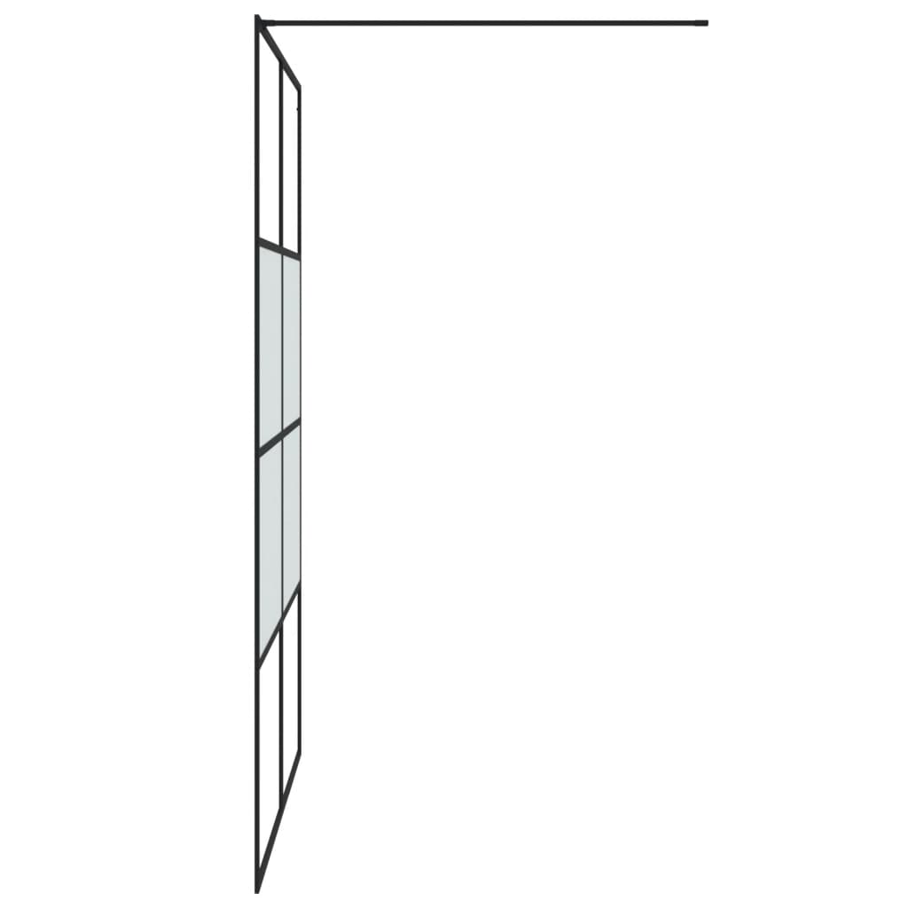 Walk-in Shower Wall Black 140x195 cm Half Frosted ESG Glass