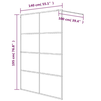 Walk-in Shower Wall Black 140x195 cm Half Frosted ESG Glass